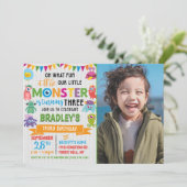 Invitation Little Monster 3ème anniversaire Photo (Debout devant)