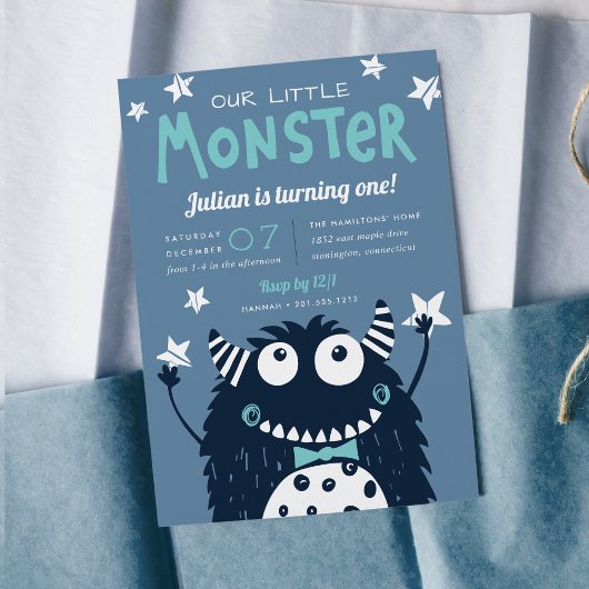 Invitation Little Monster Anniversaire de enfant Party