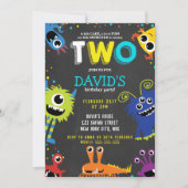 Invitation Little Monster Anniversaire Party Chalk 2e Anniver (Devant)