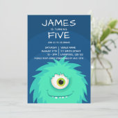 Invitation Little Monster Blue (Debout devant)