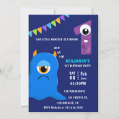 Invitation Little Monster Boy 1ère fête d'anniversaire (Devant)