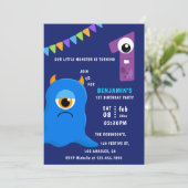 Invitation Little Monster Boy 1ère fête d'anniversaire (Debout devant)