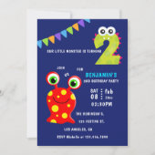 Invitation Little Monster Boy 2e fête d'anniversaire (Devant)