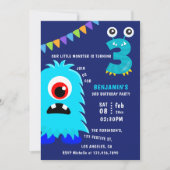 Invitation Little Monster Boy 3e fête d'anniversaire (Devant)