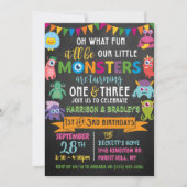 Invitation Little Monster Chalkboard 1er et 3e anniversaire c (Devant)