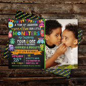 Invitation Little Monster Chalkboard 1er et 4e anniversaire c