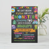 Invitation Little Monster Chalkboard 2e anniversaire (Debout devant)