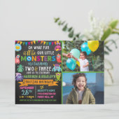 Invitation Little Monster Chalkboard 2e et 3e anniversaire co (Debout devant)