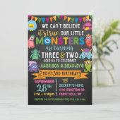 Invitation Little Monster Chalkboard 2e et 3e anniversaire co (Debout devant)