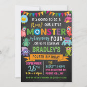 Invitation Little Monster Chalkboard 4e anniversaire (Devant)