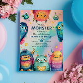Invitation Little Monster Mash Colorée Anniversaire de enfant