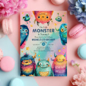 Invitation Little Monster Mash Colorée Anniversaire de enfant