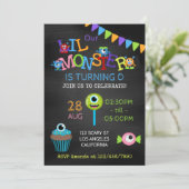 Invitation Little Monster n'importe quel âge Anniversaire Cha (Debout devant)