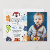 Invitation Little Monster Photo Anniversaire fête pour tous l (Devant)