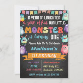 Invitation Little Monster Thème 1er anniversaire (Devant)