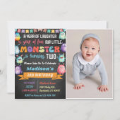 Invitation Little Monster Thème 2ème anniversaire de la fête  (Devant)