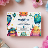 Invitation Little Monster Watercolor Fête d'anniversaire pour