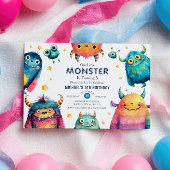 Invitation Little Monster Watercolor Fête d'anniversaire pour