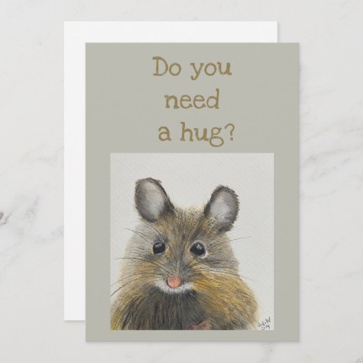 Invitation Little Mouse Note Card - Avez-vous besoin d'un câl (Devant / Derrière)