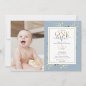 Invitation Little Mr ONEderful Photo Blue Boy Premier anniver (Devant)