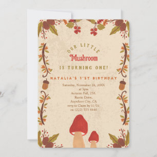Invitation Little Mushroom Automne 1er anniversaire