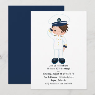 Invitation Little Navy Boy Nautical Birthday Party