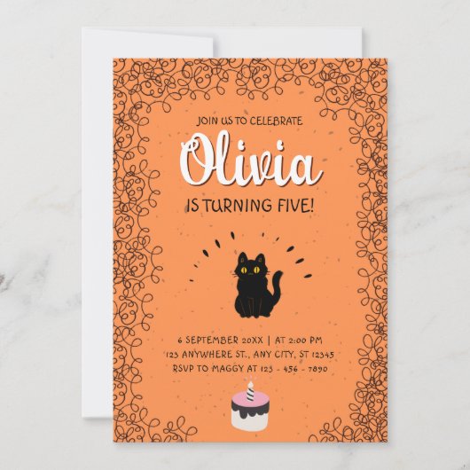 Invitation Little Nice Chat fête d'anniversaire (Devant)