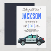 Invitation Little Officer Police Birthday | Personalized  (Devant / Derrière)