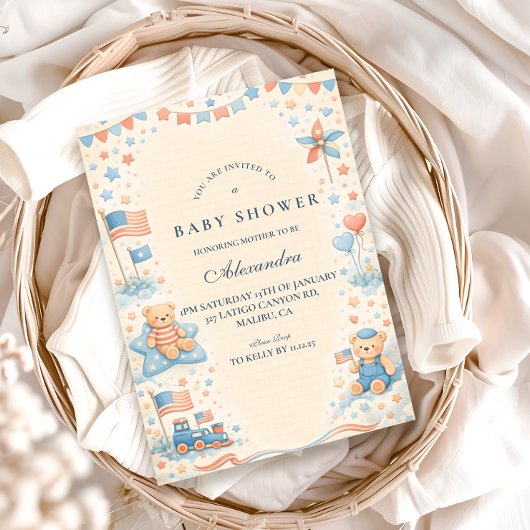 Invitation Little Patriot Welcome Baby Shower