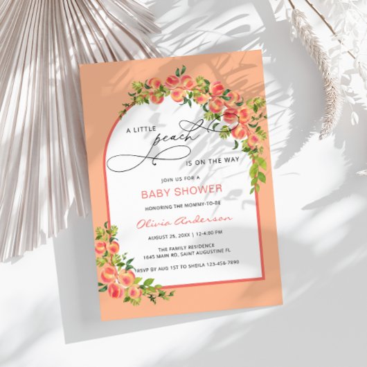 Invitation Little Peach est sur le chemin Baby shower