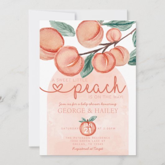 Invitation Little Peach est sur le chemin Baby shower Invitat (Devant)