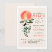 Invitation Little Peach on the Way Peach Baby shower (Devant / Derrière)