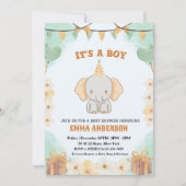 Invitation Little Peanut Dreams - Elephant Baby Boy Douche (Devant)