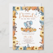 Invitation Little Peanut - Fall Elephant Citrouille Baby show (Devant)