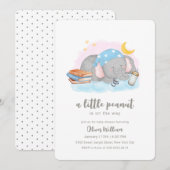 Invitation Little Peanut Sleeping Elephant Baby Shower (Devant / Derrière)