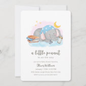 Invitation Little Peanut Sleeping Elephant Baby Shower (Devant)