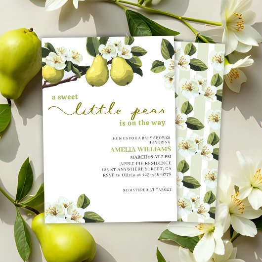 Invitation Little Pear est sur le chemin du baby shower à thè