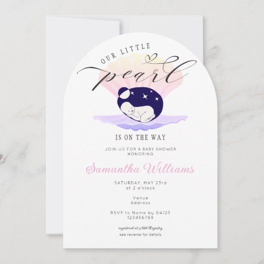Invitation Little Pearl Beach Océan Sous Le Baby shower De Me (Devant)