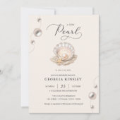 Invitation Little Pearl Ocean Beach Seashell Girl Baby shower (Devant)