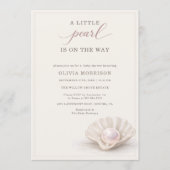 Invitation Little Pearl on the Way Photo Baby Shower (Devant)