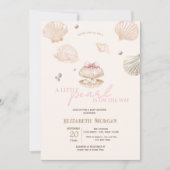Invitation Little Pearl Seashells Beige Baby Shower (Devant)