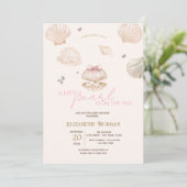 Invitation Little Pearl Seashells Beige Baby Shower (Debout devant)