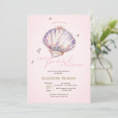 Invitation Little Pearl Seashells Diamonds Dots  Baby Shower (Debout devant)