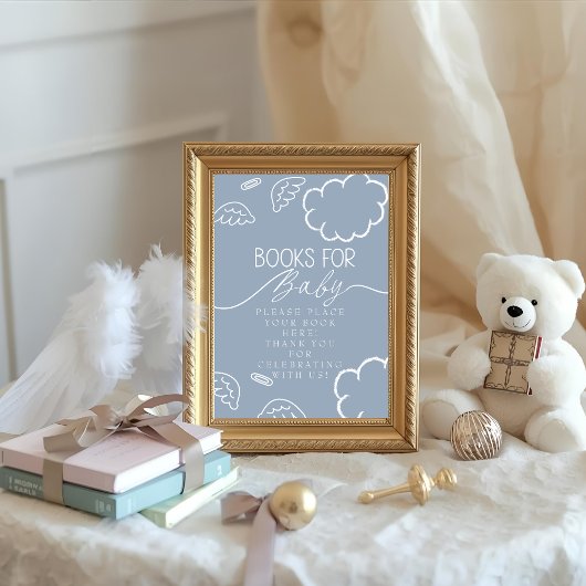Invitation Little Piece of Heaven blue Books for Baby Sign