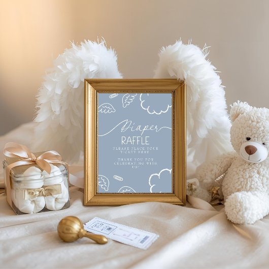 Invitation Little Piece of Heaven Blue Diaper Raffle Table