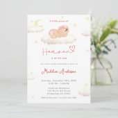Invitation Little Piece of Heaven Moon Cloud Baby Girl Shower (Debout devant)