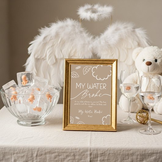 Invitation Little Piece of Heaven My Water Broke Game Beige