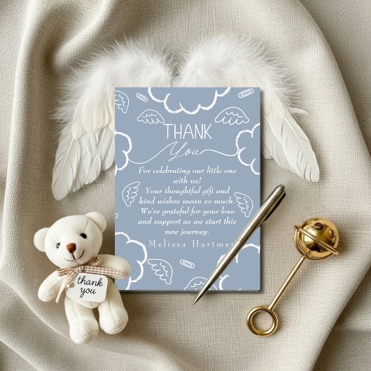 Invitation Little Piece of Heaven Thank You blue card