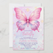 Invitation Little Pink Butterfly - Girls' Birthday (Devant)