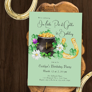 Invitation Little Pot Gold Irlandais Shamrock fête d'annivers